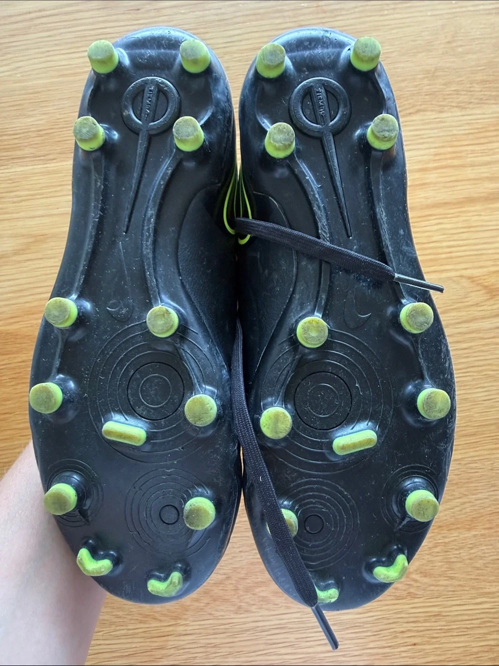 Nike Kids Black Soccer Cleats with Neon Yellow Swoosh